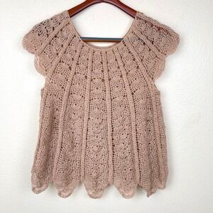 Handmade Womens Top Crochet Fairy Grunge Lace Dainty Boho Cottage Romantic
